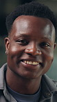 Face, smile and black man in office for business, about us and creative marketer laughing. Portrait, funny person and social media professional, confidence and employee with job opportunity in Kenya