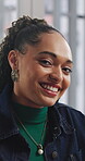 Internship, face or woman in agency with pride, experience or ambition in advertisement industry. Happy, portrait or marketing clerk with confidence, career growth or about us as campaign planner.