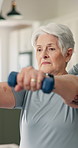 Physiotherapist, help and old woman in clinic with dumbbells, mobility or support for rehabilitation. Healthcare, senior person and equipment for physical therapy, exercise or assistance for recovery