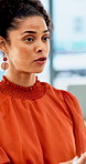 Business, meeting and talking with woman in boardroom of office for feedback or project management. Conversation, report and update with employee person in workplace for development or review