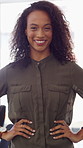 Pride, face or woman in office with smile, career growth or ambition in property management. Real estate, happy or realtor in agency with portrait, opportunity or confidence in commercial development