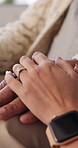 Support, holding hands and senior mother with care, trust and understanding in retirement. Elderly mom, comfort and women together with connection, compassion and empathy with daughter at home