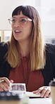 Woman, strategy and meeting with paperwork in office, teamwork and ideas for investment opportunity. Business people, discussion and collaboration with documents, happy and financial development
