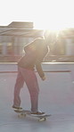 Teenager, skating and stunt with skateboard at park for fitness, exercise and practice skills. Flare, boy and skater for sports performance, endurance training and extreme tricks for weekend activity