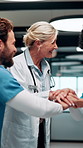 Hands, together and doctors with nurse for celebration, success or hospital achievement. Group, team and medical people with stack and clapping for good news, clinic excellence or healthcare support