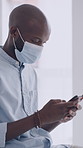 People, phone and mask in hospital with waiting room, infection control and consent form for virus test. Patient, group and PPE in clinic with tech, health insurance app and check disease diagnosis.