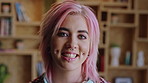 Happy girl, face and student with pride for creative career, internship or learnership program. Portrait, female person or designer with smile for job opportunity, development or growth in workplace
