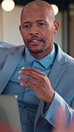 Business, meeting and man listening for proposal, investment or advice with stakeholder. Investor, client or person with discussion for planning, feedback and talking of growth in online revenue