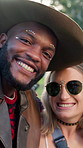 Festival, face or friends with sunglasses for photography, bonding experience or smile for weekend fun. Support, portrait and happy people with picture at social event, outdoor and shades for reunion