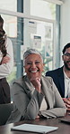 Confidence, face and people in office with happiness, pride or ambition as investment partners. Collaboration, portrait or financial consultants with about us, career or experience in risk management