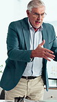 Meeting, manager or team in agency with anger, client loss or budget review in correction session. Warning shout, man or finance director with paper, revenue crisis or disappointment at group mistake
