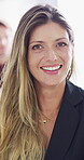 Face, funny and business woman in office for about us, branding manager and professional pride. Confidence, creative director and laughing with employee in media agency for advertising project