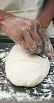 Blade, dough and bakery with black man in kitchen for flour ingredients, wheat and cafe oven. Cooking, pastry chef and restaurant catering with baker scoring bread for sourdough prep and hospitality
