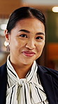 Hotel, lobby and face of woman on tablet for booking schedule, planning and online reservation. Hospitality, happy and portrait of person on digital tech for accommodation, resort and reception