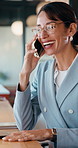 Businesswoman, laptop and remote work in cafe with phone call, talk or advice for financial management. Happy, mature person and discussion in restaurant with tech, contact or finance administration.