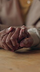 Love, comfort or couple with hand holding, partner loyalty or bonding together in connection. Trust, support or people with emotional security, romantic moment or commitment in healthy relationship.