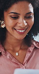 Business, documents and happy with good news for promotion, winning or success in office. Excited, female person or employee with timelapse, smile or paperwork in air for celebration in workplace