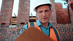 Construction, engineer and planning outdoor with clipboard, building schedule or blueprint review. Architect, men and team development, safety inspection or checklist discussion for site evaluation