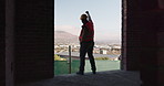 Fist pump, man and back of construction worker on site with building victory, good news and achievement. Excited, clapping and male civil engineer with approval for renovation, maintenance or repairs
