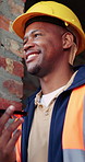 Speaker, architect or black man with phone call for construction, building feedback or progress report. Schedule inspection, tech or happy person with voice note for reminder, project update or below