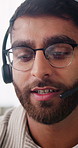 Headset, man and virtual assistant in home office for consulting, contact us or remote work. Advice, feedback and customer service with freelance agent in apartment for discussion, review or support