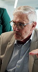 Meeting, discussion or businessman with team in office for executive decision, idea or proposal. Man, CEO or talking with employees for business planning, development or suggestion in workplace