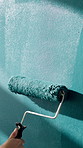 Hands, painting and person in home, renovation and improvement for decoration project. Empty, tools or apartment upgrade with interior design, DIY makeover process or brush for remodeling or progress