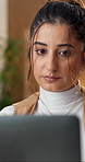 Creative, copywriter and woman with laptop, home office and planning for article publication on web. Copywriting, online and person with tech, email marketing and research for ad campaign in house