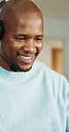 Call center, smile or black man with headset, contact us or investment advice in crm service. Assistance, tech or finance consultant with microphone, online banking or feedback in loan support.
