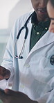 Medical, help or team in hospital with tablet, research or patient review for treatment plan. Healthcare, people or doctors with tech, collaboration insight or partner advice in post surgery.