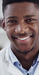 Scientist, face or happy with syringe in lab for sample preparation, cell culture or experiment. Laugh, black man or dispenser at work for medical research, molecular biology or chemistry innovation