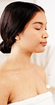 Acupuncture, peace or woman at spa with pin, muscle relief or detox benefit in alternative medicine. Serene, needle or person with eyes closed, pressure point or body alignment in holistic treatment.