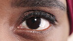 Blink, eye and optical with woman closeup for optometry appointment or checkup. Eyesight, healthcare and vision with medical patient at ophthalmology assessment for visual correction or improvement