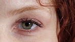 Face, woman and eye test in closeup with optometry exam, eyesight assessment and medical appointment. Person, vision and ophthalmology evaluation for retina scan, optical health checkup and wellness.