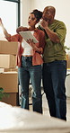 Renovation, tablet and thinking with couple in new house together for mortgage investment. App, property and real estate with thoughtful people in apartment for diy project or home improvement