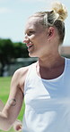 Sports, woman and team on field with conversation, captain advice or training together for soccer match. Footballer, people and talk outdoor with exercise, fitness or practice tips for game strategy.