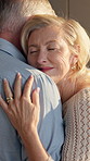 Dancing, marriage and senior couple in kitchen for bonding, relationship and connection in home. Morning, happy and elderly man and woman with music, movement and embrace for affection, trust or love