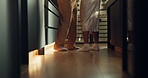 Feet, couple and dance in home for love, bonding and relationship connection with affection. Legs, man and woman moving to music at kitchen, romance and commitment together with partner on weekend