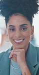 Startup, face and woman in office for business, project management and creative career at agency. Professional, happy and portrait of person with confidence, pride or about us for advertising company