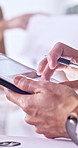 Hands, business and person in office, tablet for financial planning and review for company audit. Employee, accountant and professional in workplace, fintech and app for online profit checklist