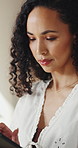 Logistics, online and woman with tablet in small business, supply chain or planning for distribution. Entrepreneur, typing and person with tech in startup, ecommerce and stock inventory on website