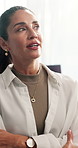 Therapy, talking and embarrassed woman with story, share experience or rehabilitation progress. Counseling, psychology and mature person in office for mental health, stress recovery and wellness