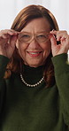 Glasses, smile and face of businesswoman in office with confidence for finance career with management. Happy, about us and portrait of mature female financial manager with pride for opportunity.