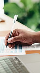 Man, hands and writing in office with paperwork, accounting and signature for finance audit approval. Accountant, person and sign document in firm for financial assurance, business admin and report.