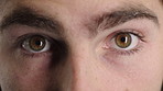 Optometry, face and eyes with examination, optical function or glaucoma screening in vision care. Portrait, retina and person with closeup, eyesight assessment or visual tracking for ocular wellness.