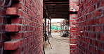 House, worksite and real estate project for construction, development and home renovation. Property, brick wall and architecture with structure, building and suburban improvement and engineering