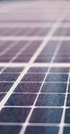 Solar panel, closeup and outdoor for renewable energy for climate change, carbon footprint and electricity. Photovoltaic tech, sunshine and clean power system with sustainability for environment