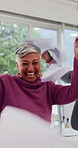 Celebration, business people and dance in office with paperwork in air for achievement, success or victory. Teamwork, collaboration and mature woman with win, throw documents or excited for good news