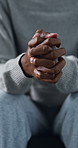 Hands, nervous and person stimming with anxiety, restless and emotional distress for mental health. Worry, fidget or coping mechanism for anticipation, psychological stress and panic attack with ptsd
