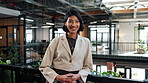 Face, business and woman in office with smile, career pride and about us with real estate agent. Portrait, female person and realtor in workplace with ambition, positive attitude and property auction